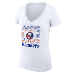 New York Islanders - G-III 4Her by Carl Banks Women's Super-Slim Fit Lightweight Collage Team Graphic T-Shirt White