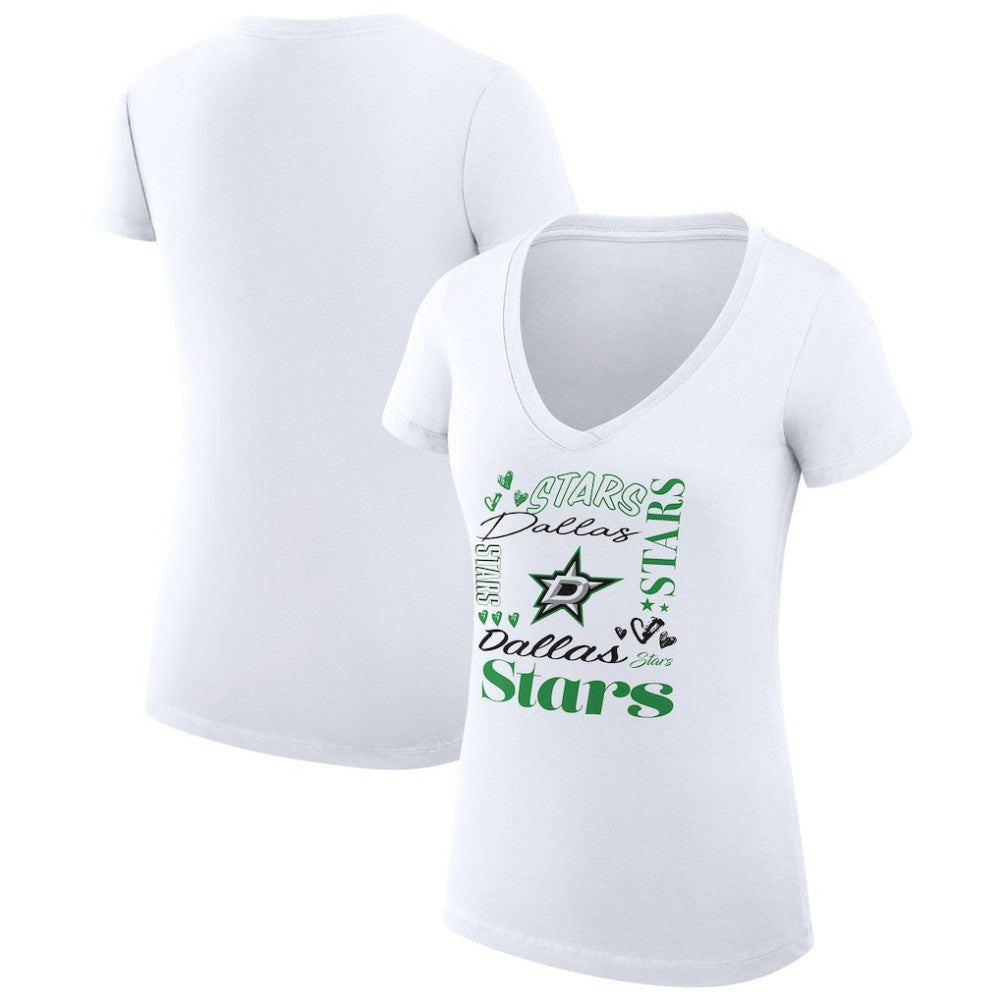 Dallas Stars - G-III 4Her by Carl Banks Women's Super-Slim Fit Lightweight Collage Team Graphic T-Shirt White