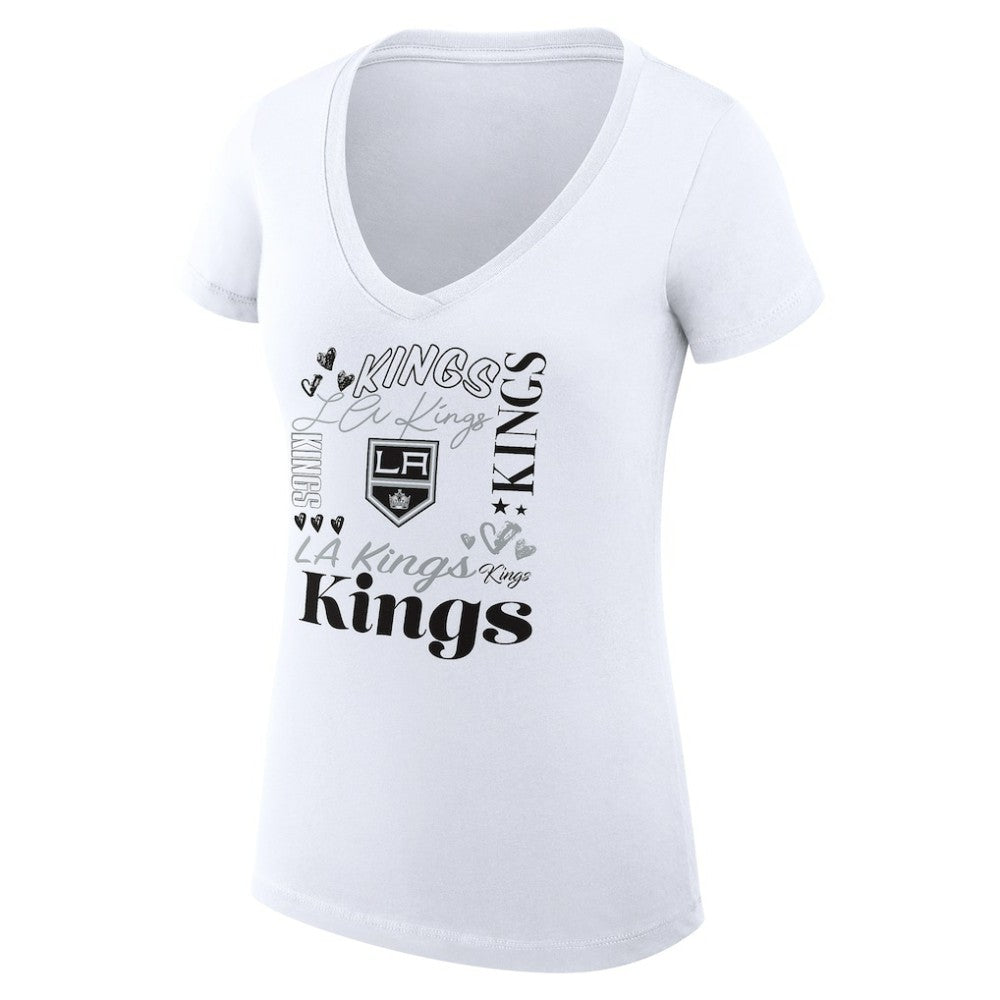 Los Angeles Kings - G-III 4Her by Carl Banks Women's Super-Slim Fit Lightweight Collage Team Graphic T-Shirt White