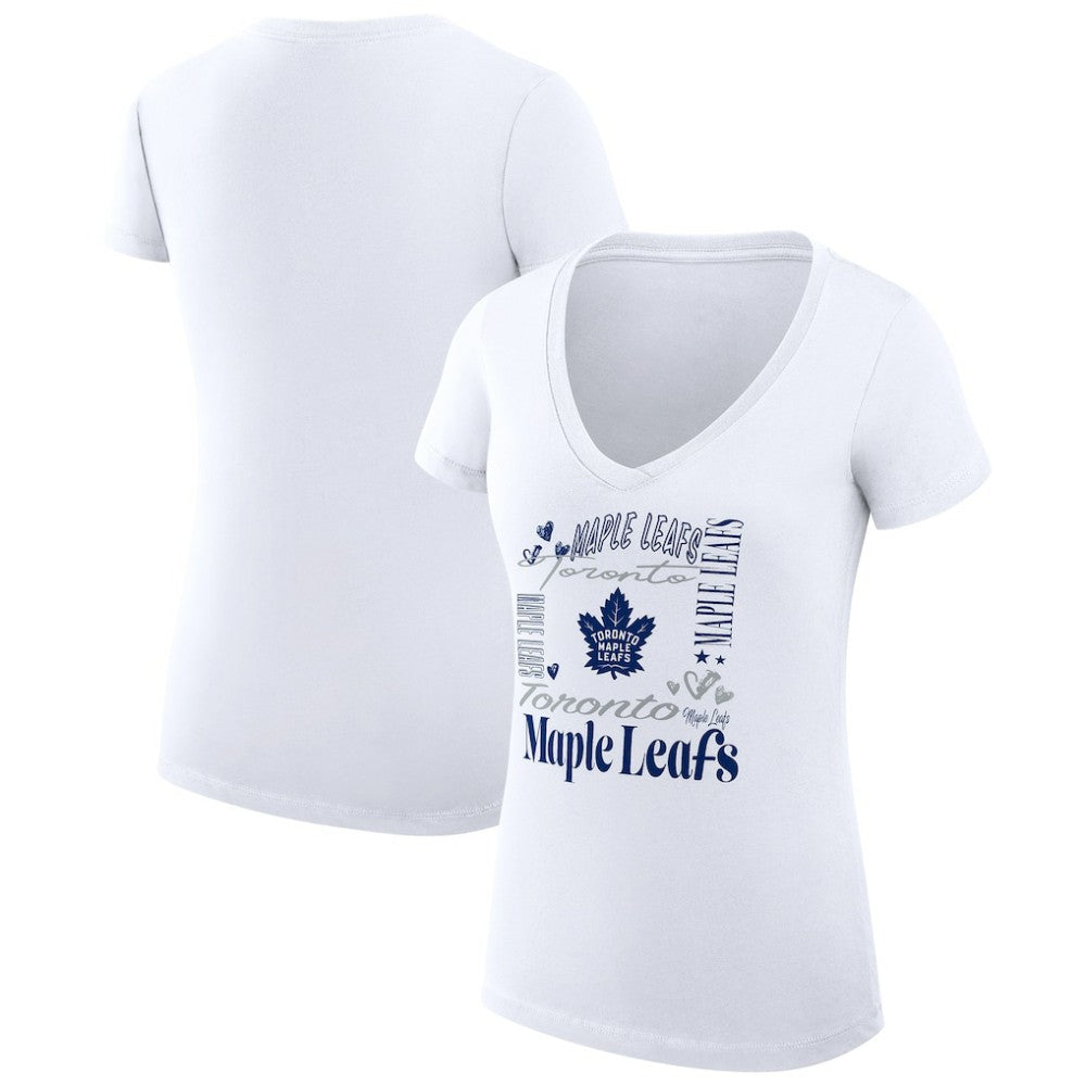 Toronto Maple Leafs - G-III 4Her by Carl Banks Women's Super-Slim Fit Lightweight Collage Team Graphic T-Shirt White