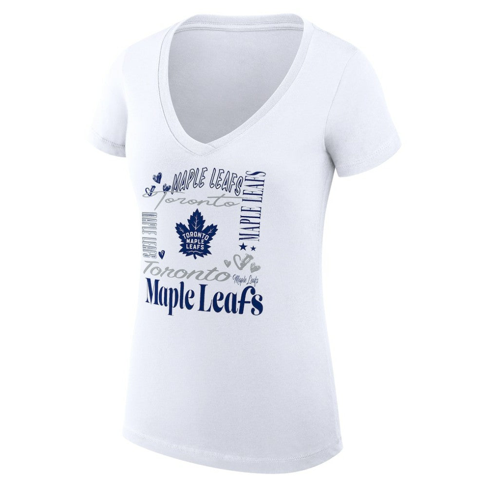 Toronto Maple Leafs - G-III 4Her by Carl Banks Women's Super-Slim Fit Lightweight Collage Team Graphic T-Shirt White