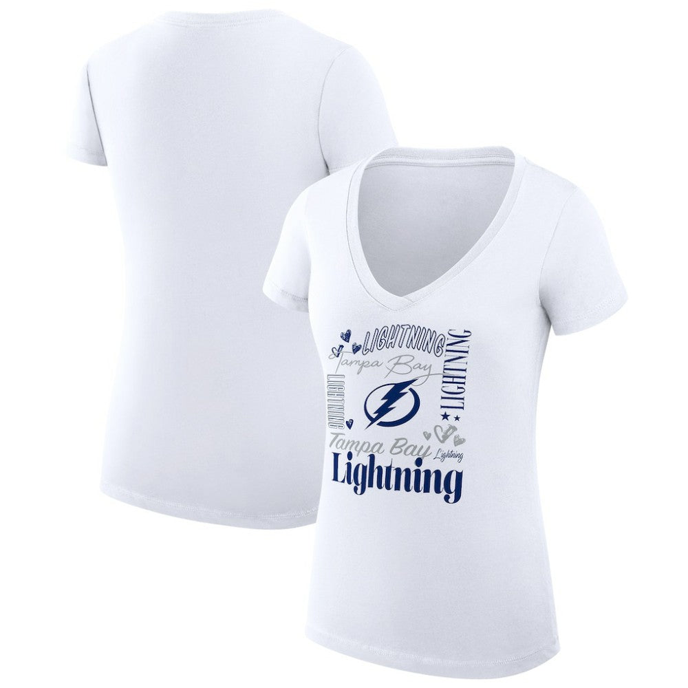 Tampa Bay Lightning - G-III 4Her by Carl Banks Women's Super-Slim Fit Lightweight Collage Team Graphic T-Shirt White