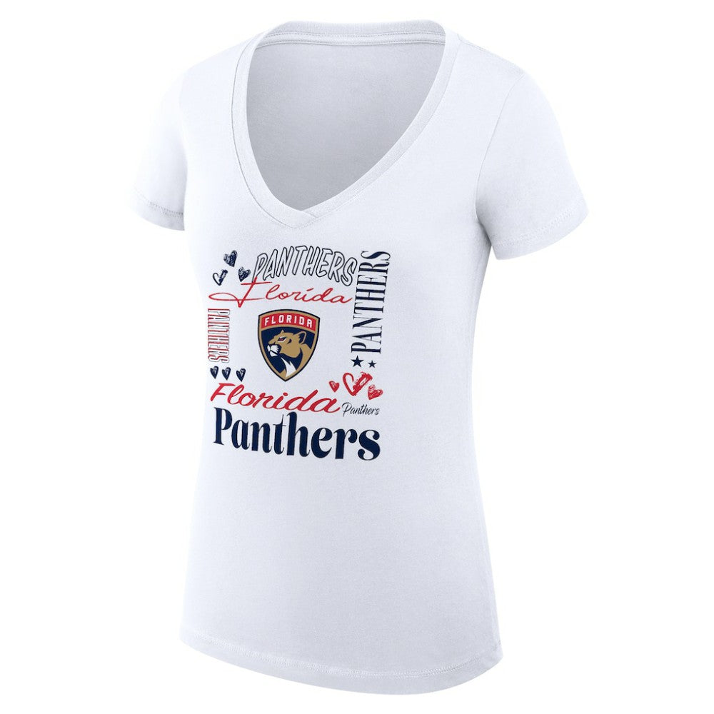 Florida Panthers - G-III 4Her by Carl Banks Women's Super-Slim Fit Lightweight Collage Team Graphic T-Shirt White