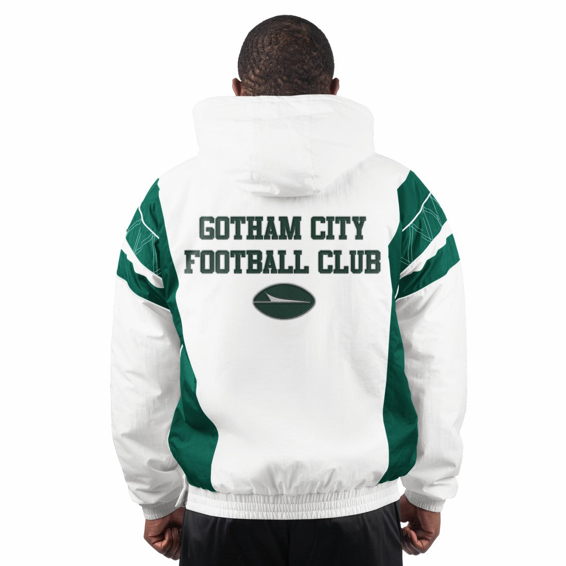 New York Jets Starter Gotham City Half-Zip Hoodie Jacket White - NFL
