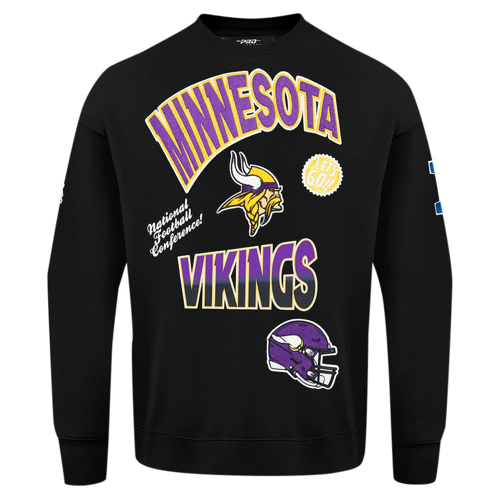 Minnesota Vikings Pro Standard Turn It Up Drop Shoulder Pullover Sweatshirt Black - NFL
