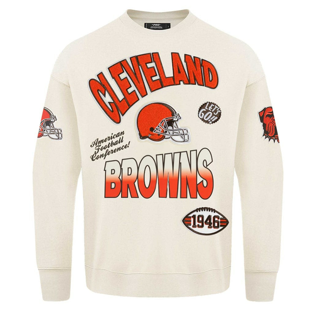 Cleveland Browns Pro Standard Turn It Up Pullover Sweatshirt Cream - NFL