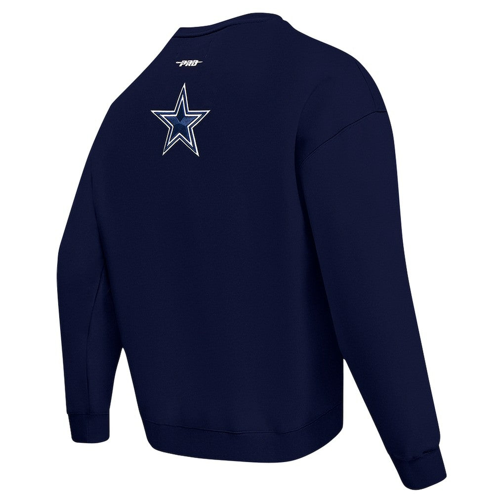 Dallas Cowboys Pro Standard Turn It Up Drop Shoulder Pullover Sweatshirt Navy - NFL