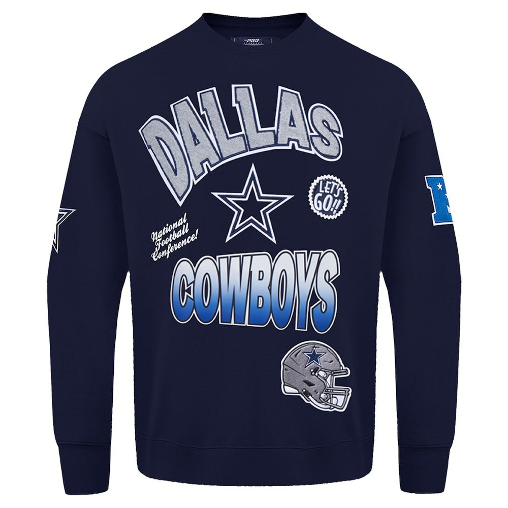 Dallas Cowboys Pro Standard Turn It Up Drop Shoulder Pullover Sweatshirt Navy - NFL