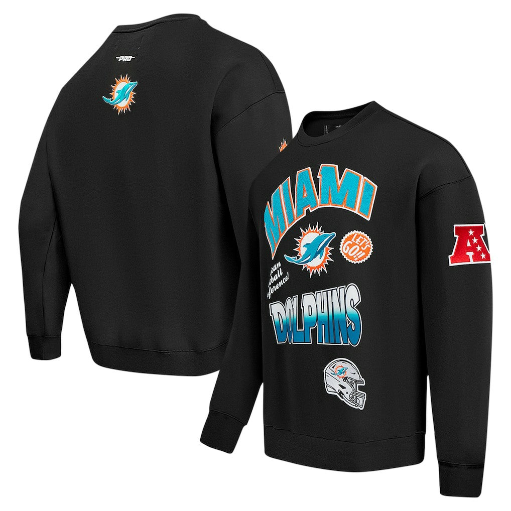Miami Dolphins Pro Standard Turn It Up Drop Shoulder Pullover Sweatshirt Black - NFL
