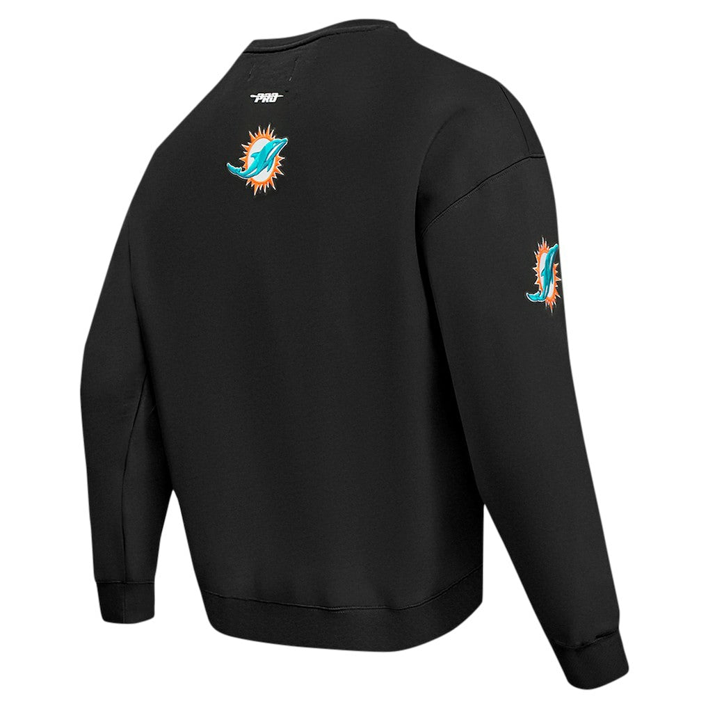 Miami Dolphins Pro Standard Turn It Up Drop Shoulder Pullover Sweatshirt Black - NFL