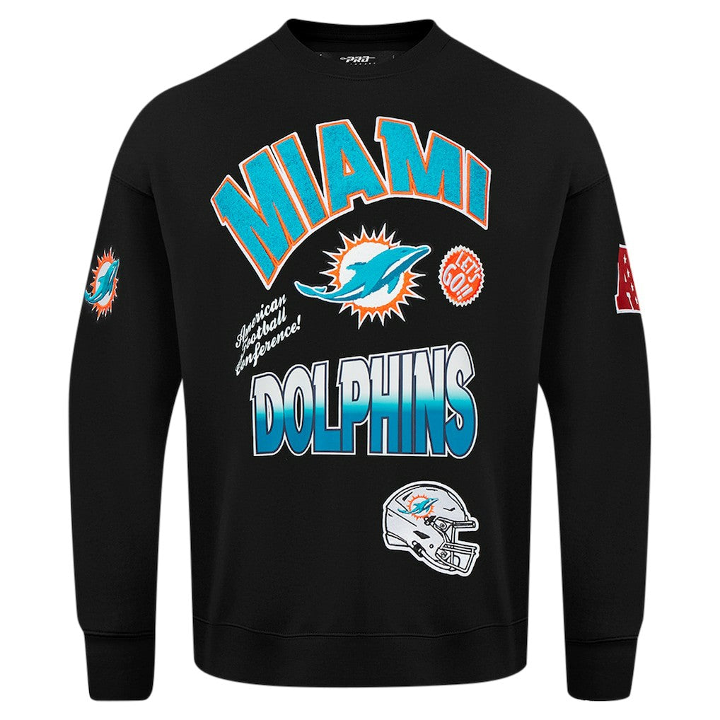 Miami Dolphins Pro Standard Turn It Up Drop Shoulder Pullover Sweatshirt Black - NFL