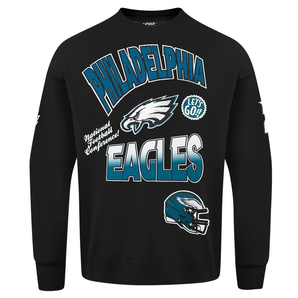 Philadelphia Eagles Pro Standard Turn It Up Drop Shoulder Pullover Sweatshirt Black - NFL
