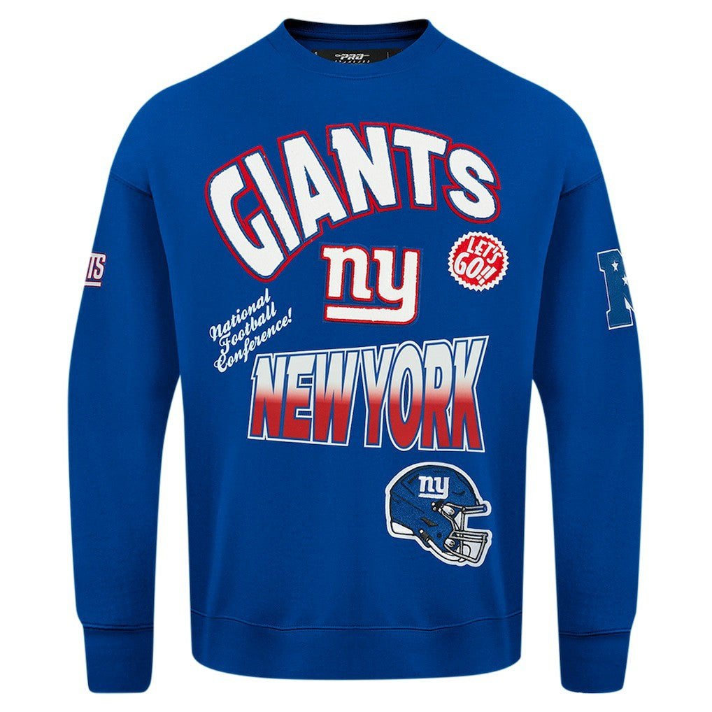 New York Giants Pro Standard Turn It Up Drop Shoulder Pullover Sweatshirt Royal - NFL