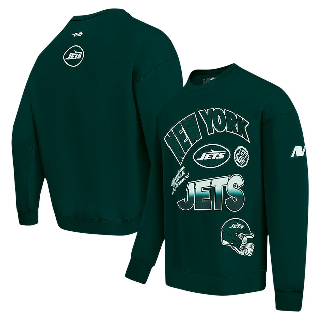 New York Jets Pro Standard Turn It Up Drop Shoulder Pullover Sweatshirt Green - NFL