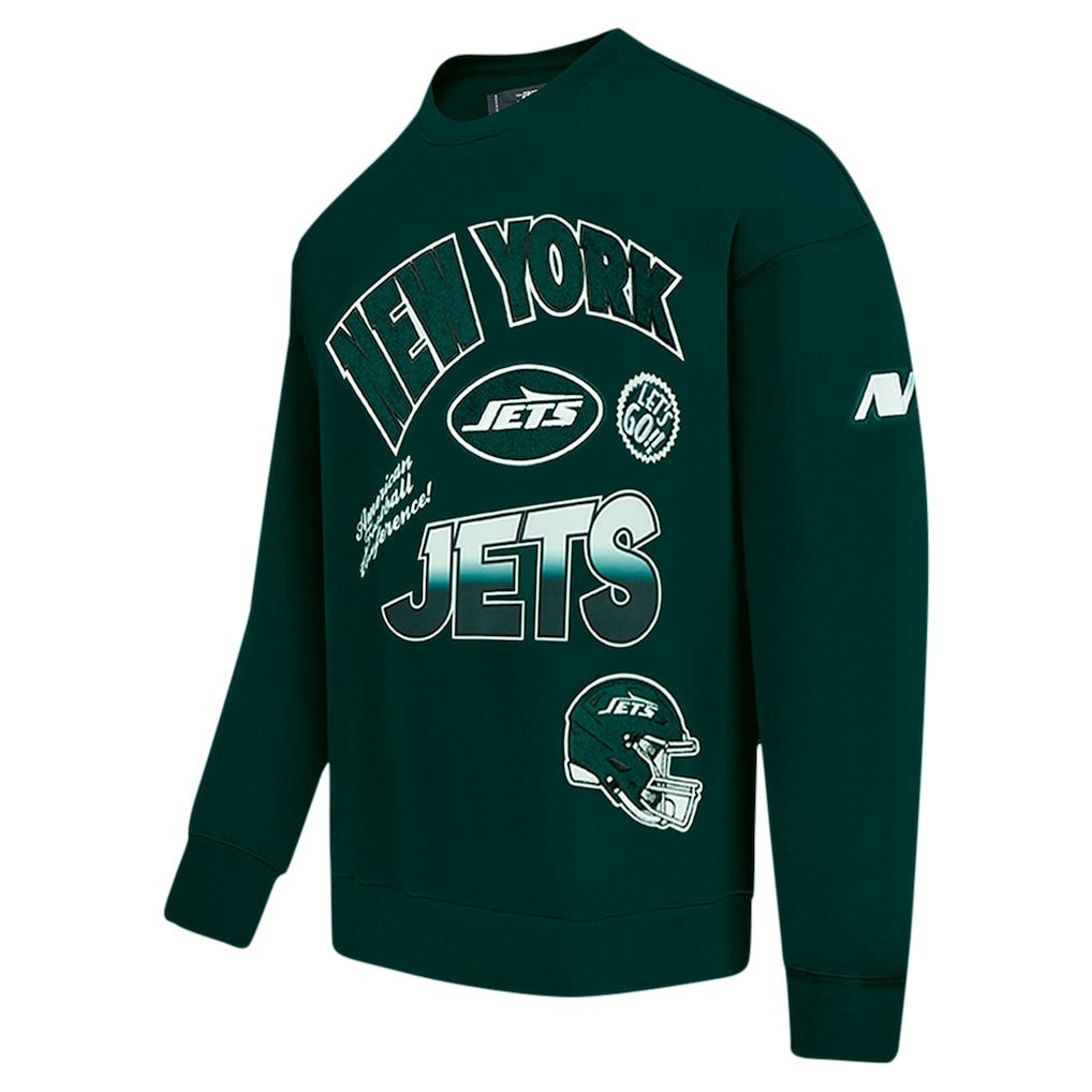 New York Jets Pro Standard Turn It Up Drop Shoulder Pullover Sweatshirt Green - NFL