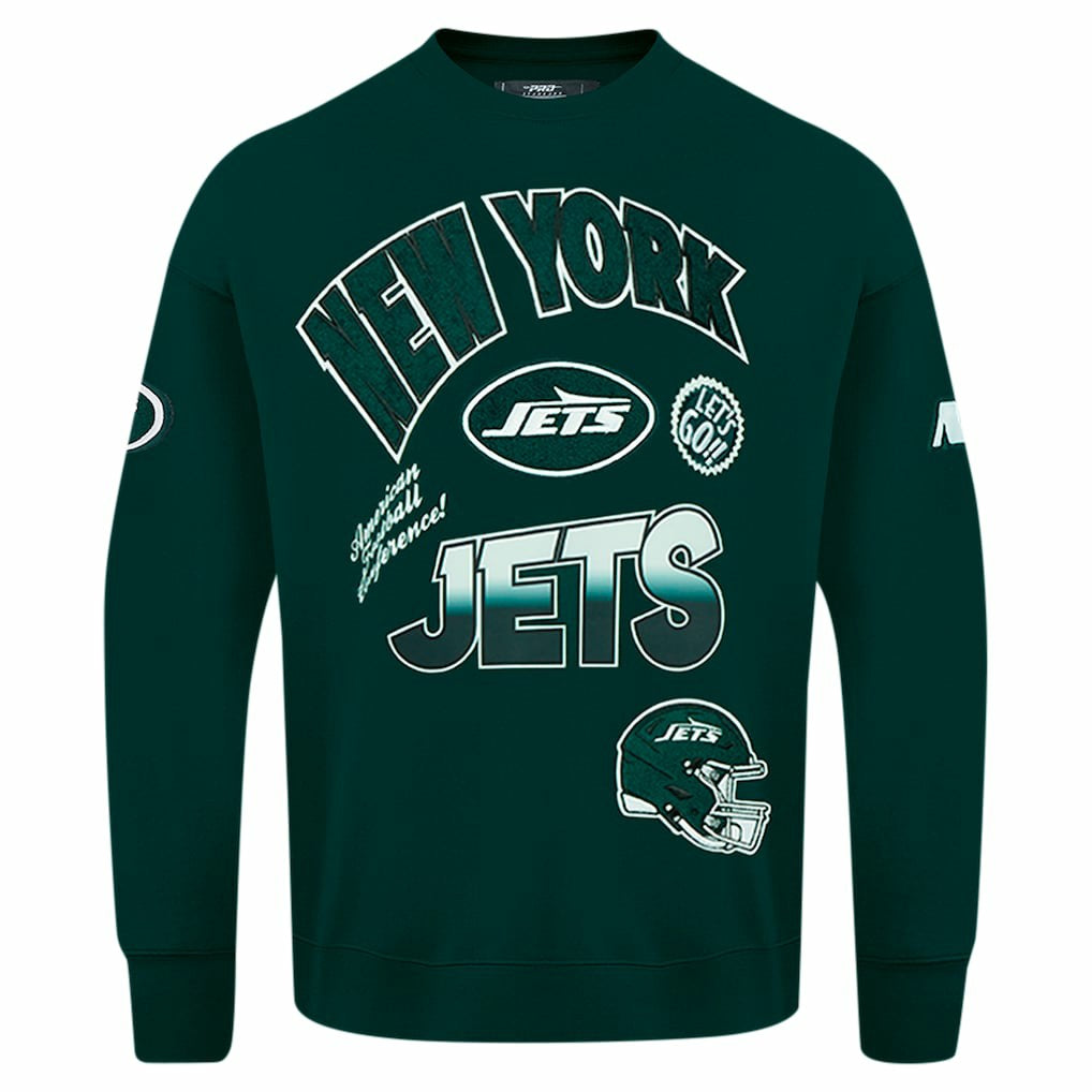 New York Jets Pro Standard Turn It Up Drop Shoulder Pullover Sweatshirt Green - NFL