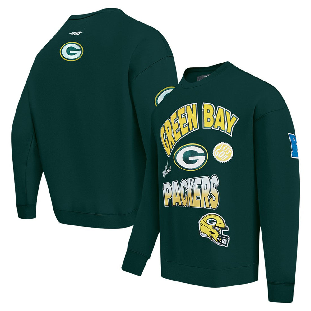 Green Bay Packers Pro Standard Turn It Up Drop Shoulder Pullover Sweatshirt Green - NFL