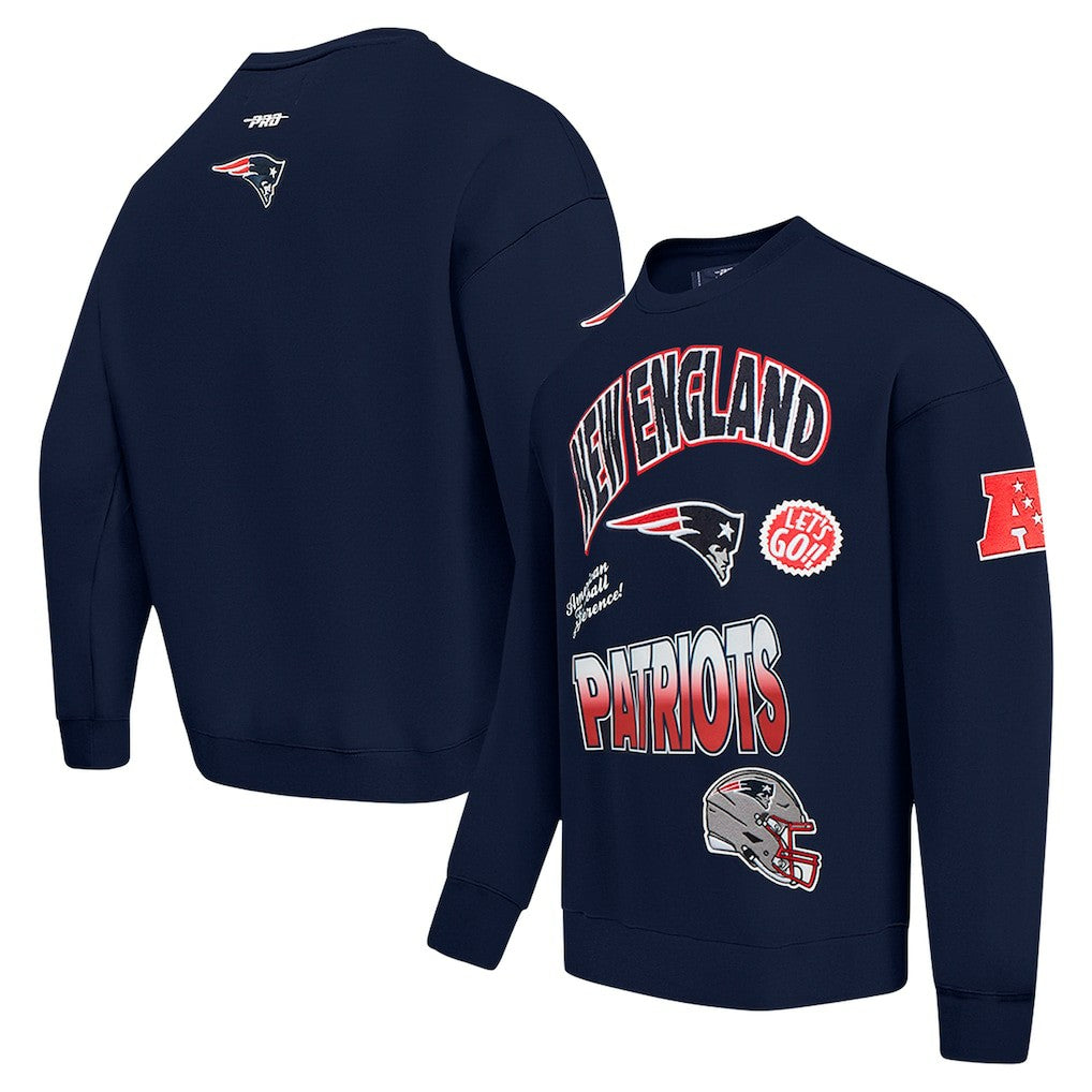 New England Patriots Pro Standard Turn It Up Drop Shoulder Pullover Sweatshirt Navy - NFL