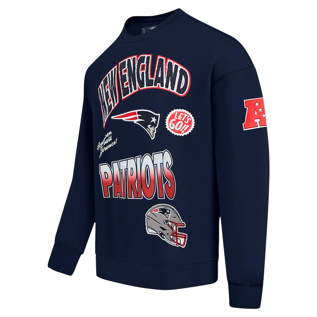 New England Patriots Pro Standard Turn It Up Drop Shoulder Pullover Sweatshirt Navy - NFL