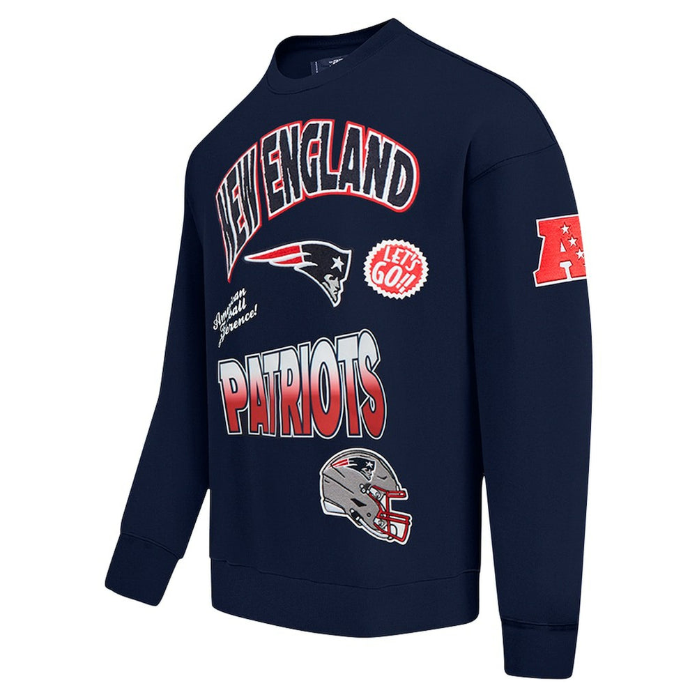 New England Patriots Pro Standard Turn It Up Drop Shoulder Pullover Sweatshirt Navy - NFL