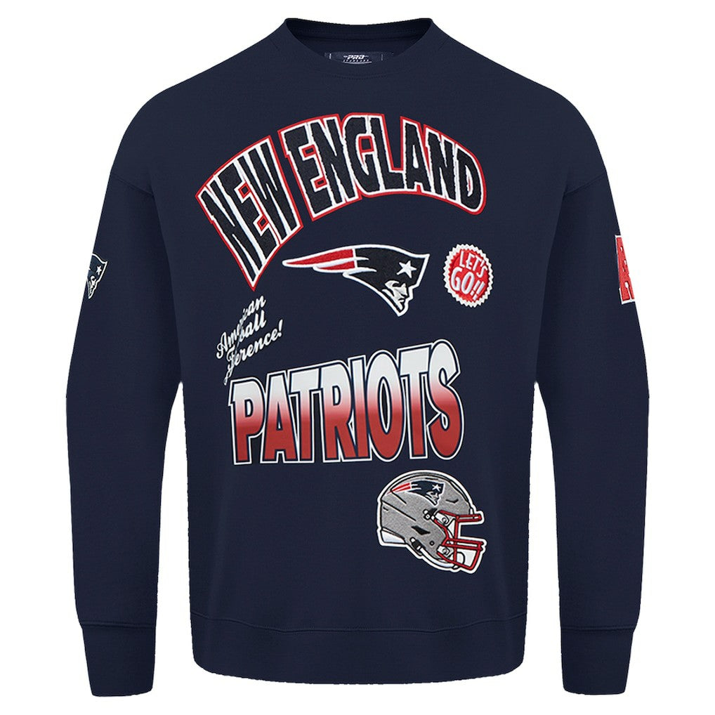 New England Patriots Pro Standard Turn It Up Drop Shoulder Pullover Sweatshirt Navy - NFL