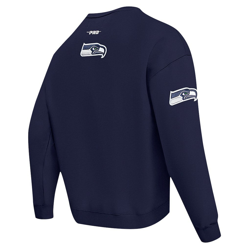 Seattle Seahawks Pro Standard Turn It Up Drop Shoulder Pullover Sweatshirt College Navy - NFL