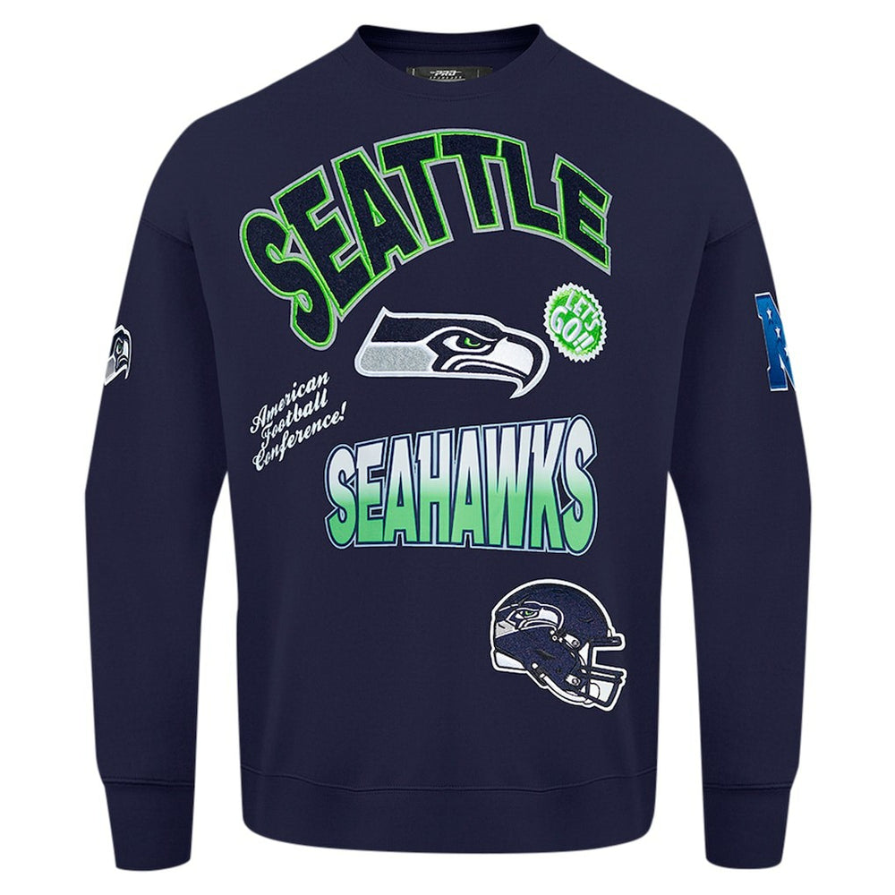 Seattle Seahawks Pro Standard Turn It Up Drop Shoulder Pullover Sweatshirt College Navy - NFL