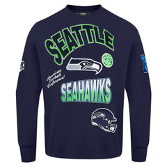 Seattle Seahawks Pro Standard Turn It Up Drop Shoulder Pullover Sweatshirt College Navy - NFL