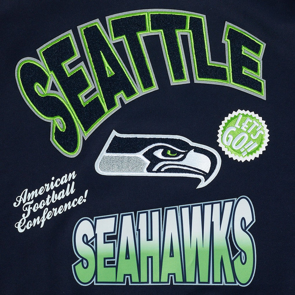 Seattle Seahawks Pro Standard Turn It Up Drop Shoulder Pullover Sweatshirt College Navy - NFL