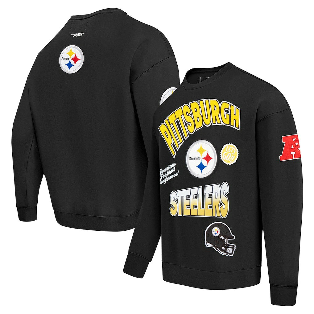 Pittsburgh Steelers Pro Standard Turn It Up Drop Shoulder Pullover Sweatshirt Black - NFL
