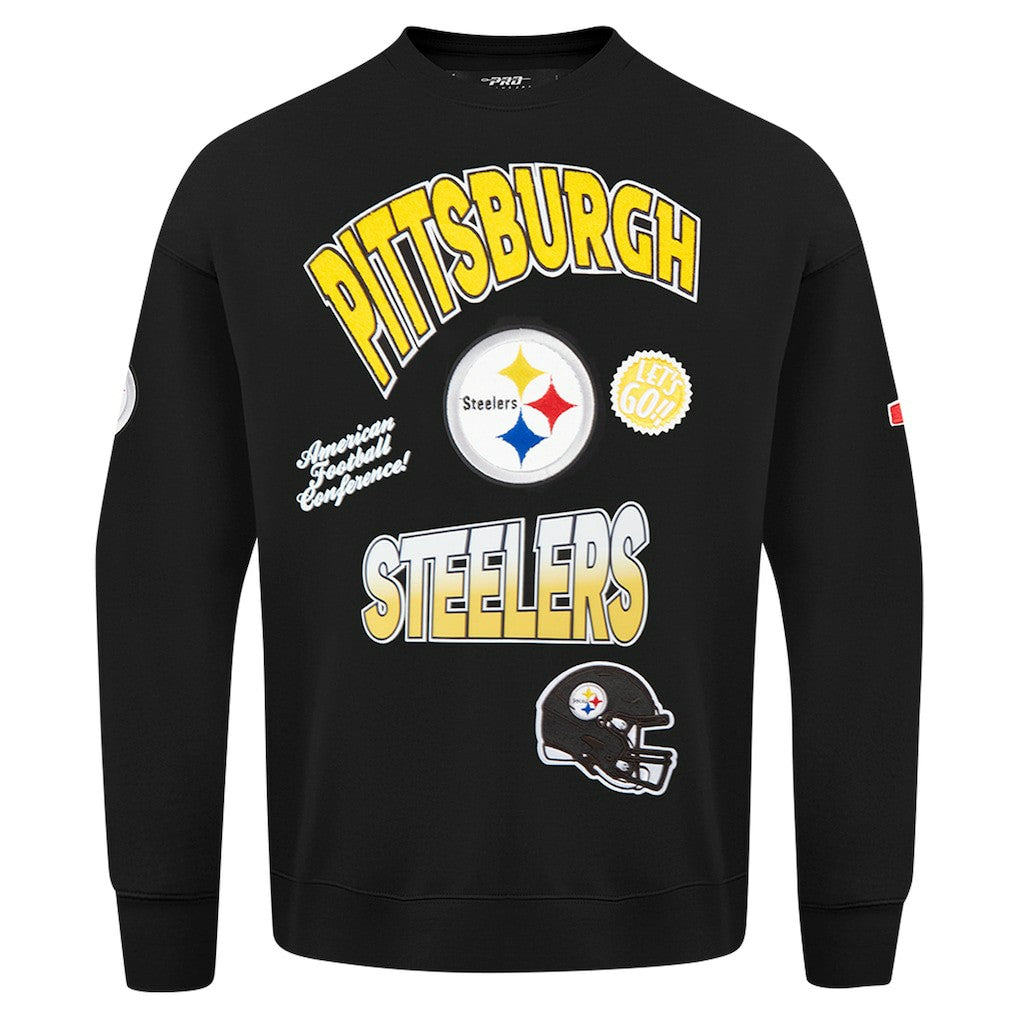 Pittsburgh Steelers Pro Standard Turn It Up Drop Shoulder Pullover Sweatshirt Black - NFL