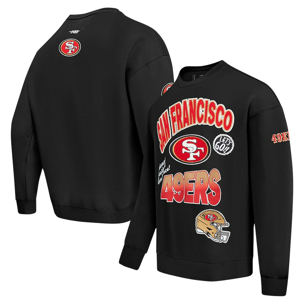 San Francisco 49ers Pro Standard Turn It Up Drop Shoulder Pullover Sweatshirt Black - NFL