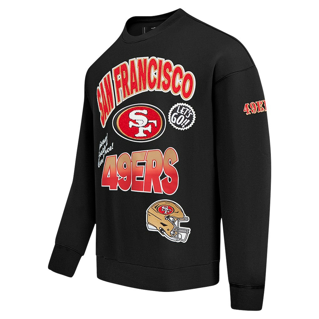 San Francisco 49ers Pro Standard Turn It Up Drop Shoulder Pullover Sweatshirt Black - NFL