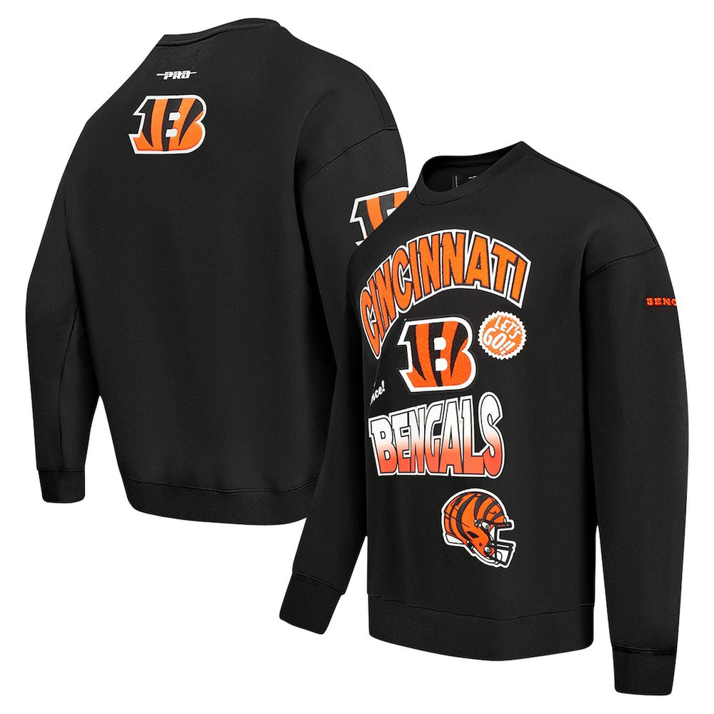 Cincinnati Bengals Pro Standard Turn It Up Drop Shoulder Pullover Sweatshirt Black - NFL