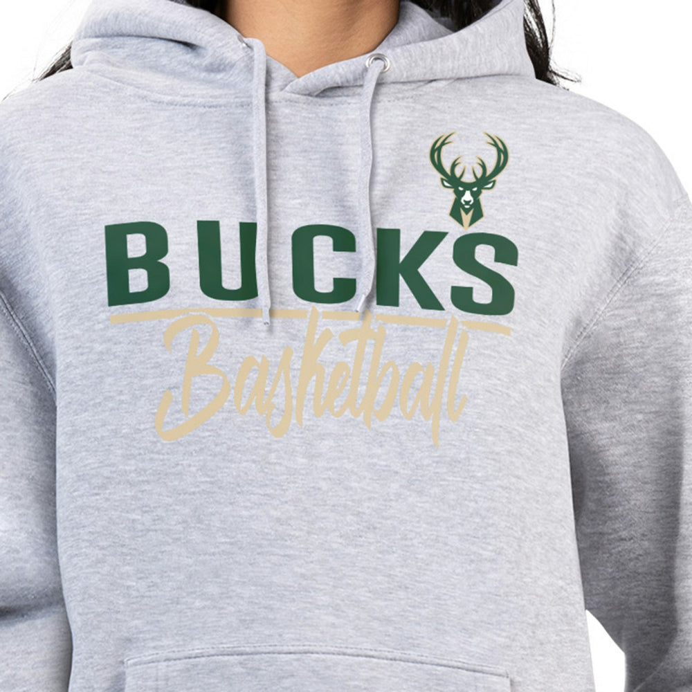NBA - Milwaukee Bucks G-III 4Her by Carl Banks Women's Graphics Fleece Pullover Hoodie - Heather Gray