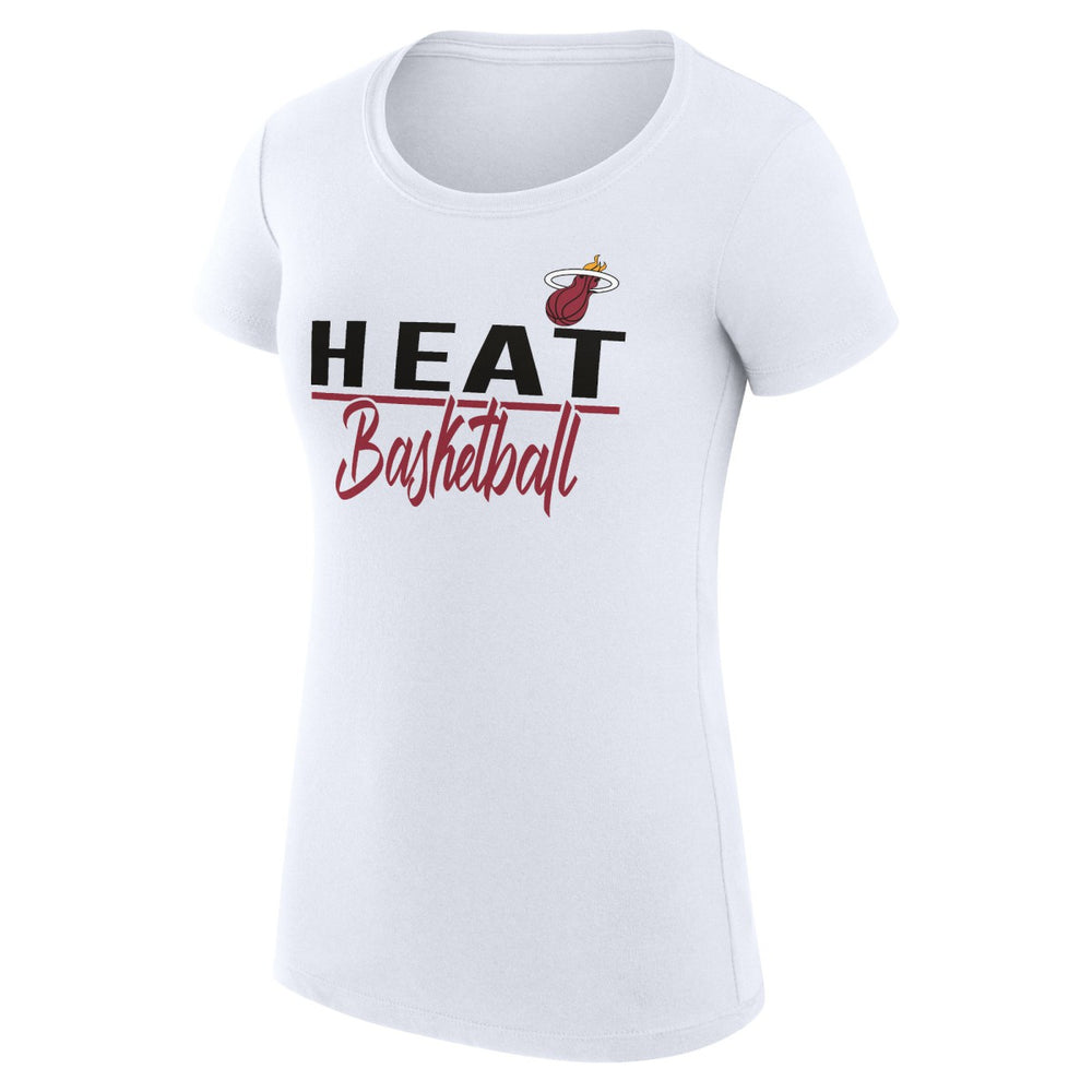 NBA - Miami Heat G-III 4Her by Carl Banks Women's Super-Slim Fit Lightweight Team Sport V-Neck T-Shirt - White