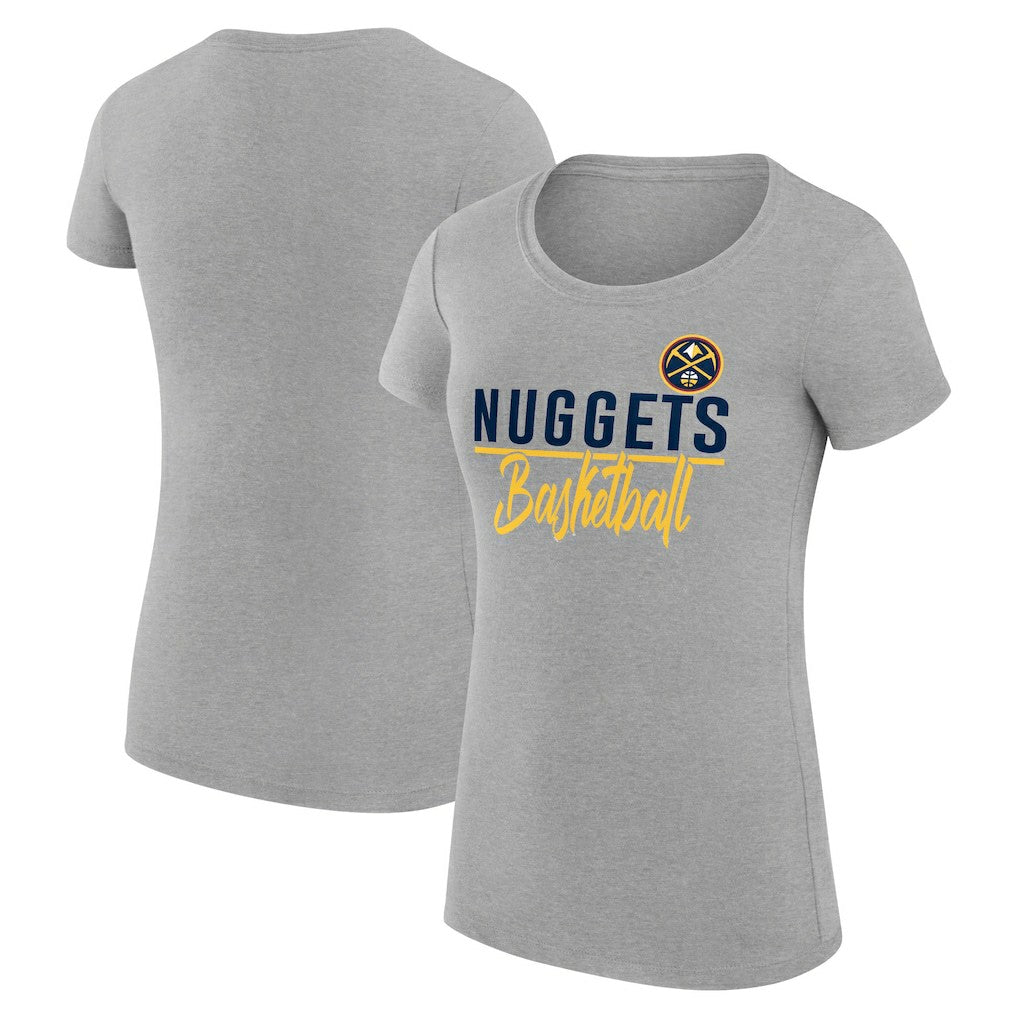 NBA - Denver Nuggets G-III 4Her by Carl Banks Women's Super-Slim Fit Lightweight Team Sport V-Neck T-Shirt - Heather Gray