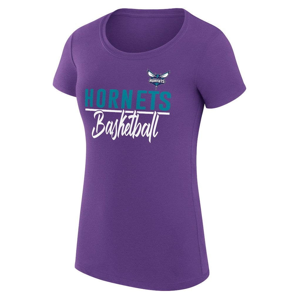 NBA - Charlotte Hornets G-III 4Her by Carl Banks Women's Super-Slim Fit Lightweight Team Sport V-Neck T-Shirt - Purple
