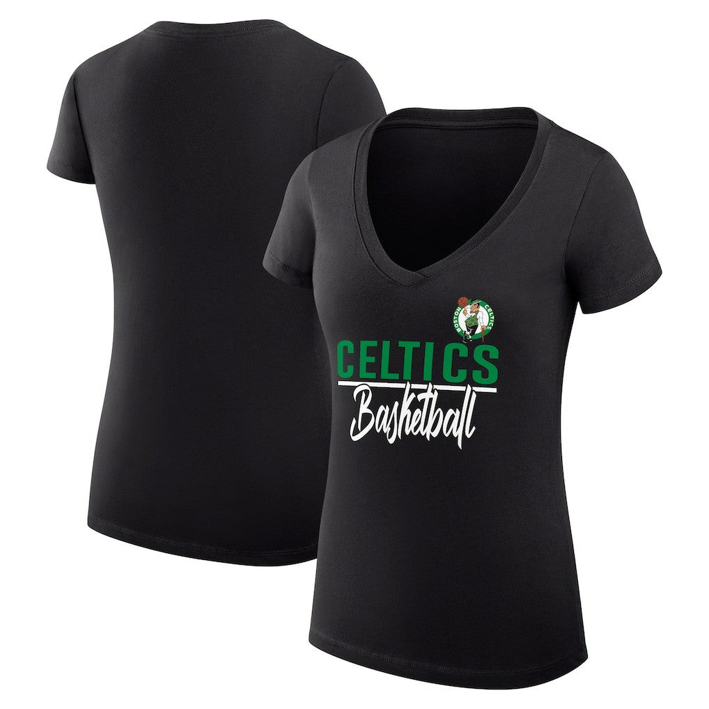 NBA - Boston Celtics G-III 4Her by Carl Banks Women's Super-Slim Fit Lightweight Team Sport V-Neck T-Shirt - Black