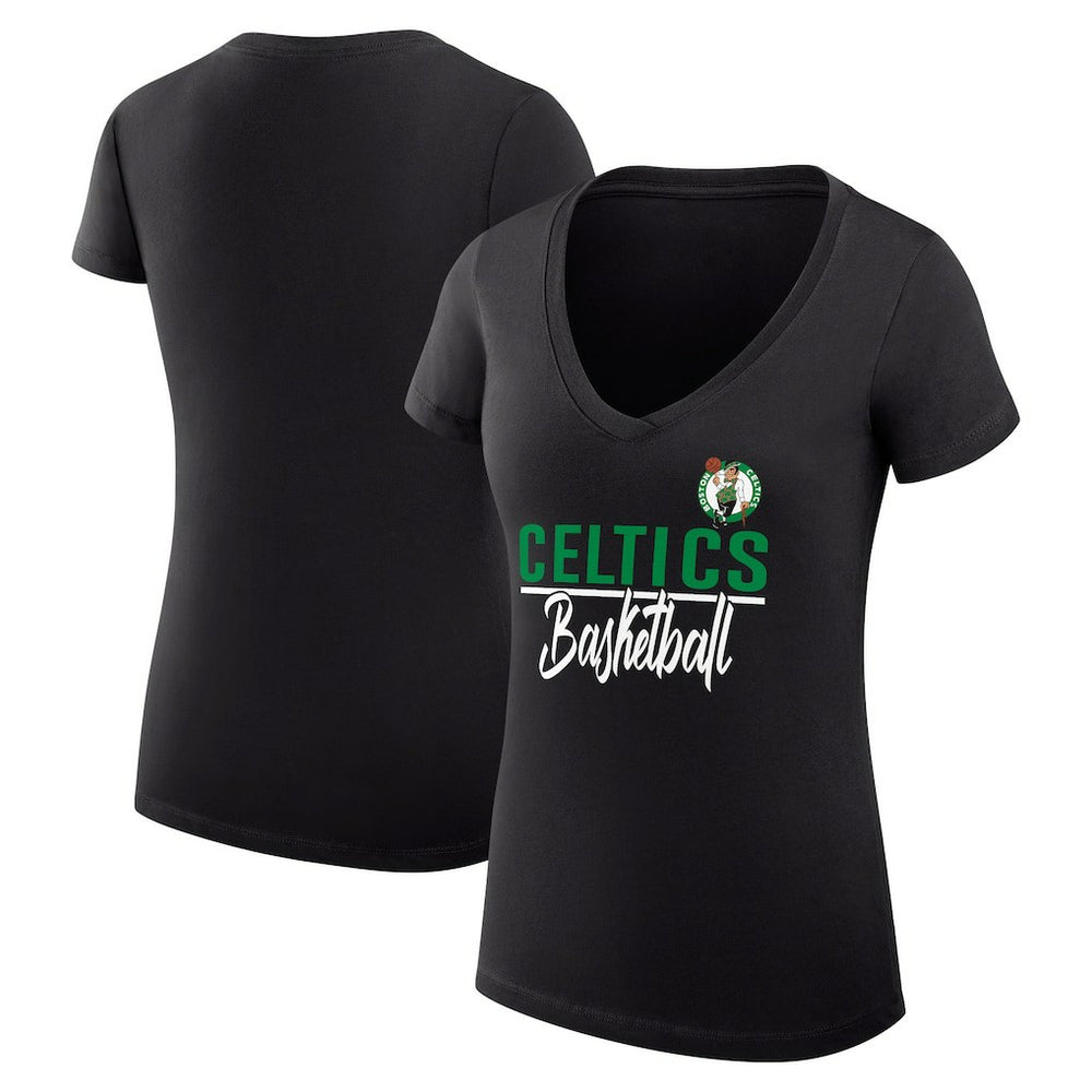 NBA - Boston Celtics G-III 4Her by Carl Banks Women's Super-Slim Fit Lightweight Team Sport V-Neck T-Shirt - Black