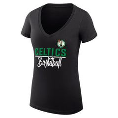 NBA - Boston Celtics G-III 4Her by Carl Banks Women's Super-Slim Fit Lightweight Team Sport V-Neck T-Shirt - Black