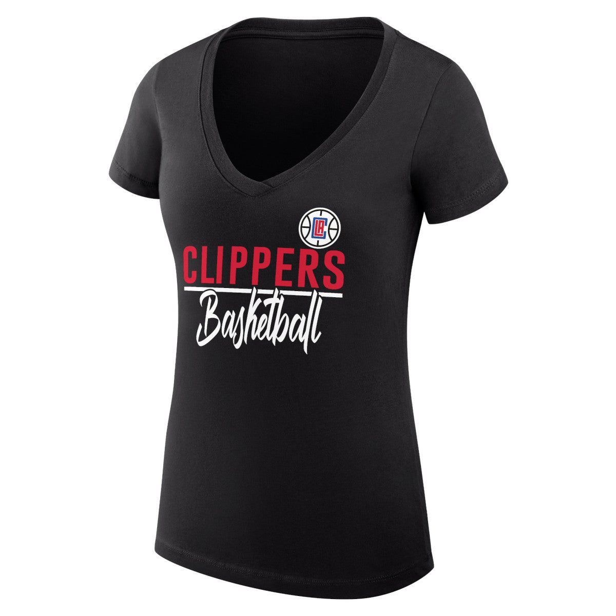 NBA - LA Clippers G-III 4Her by Carl Banks Women's Super-Slim Fit Lightweight Team Sport V-Neck T-Shirt - Black