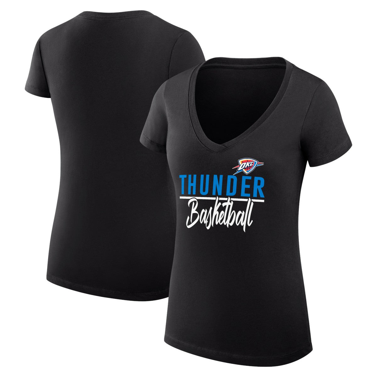 NBA - Oklahoma City Thunder G-III 4Her by Carl Banks Women's Super-Slim Fit Lightweight Team Sport V-Neck T-Shirt - Black