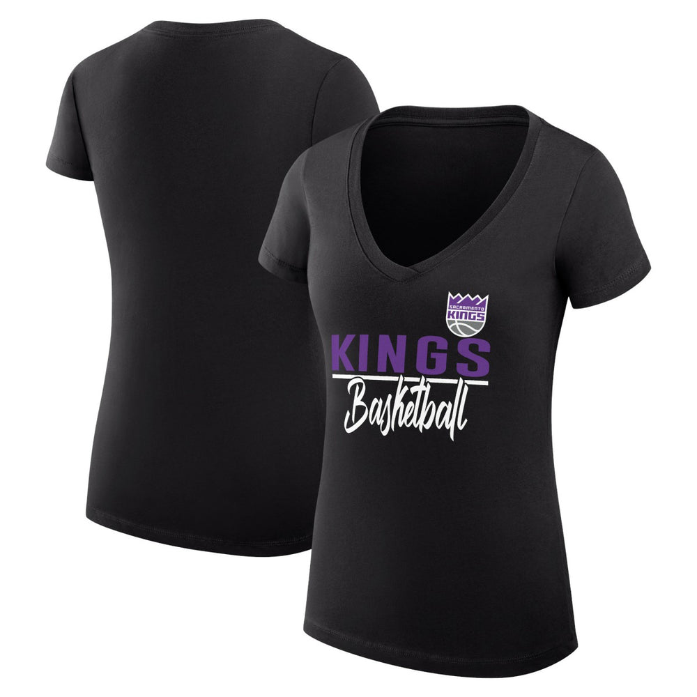 NBA - Sacramento Kings G-III 4Her by Carl Banks Women's Super-Slim Fit Lightweight Team Sport V-Neck T-Shirt - Black