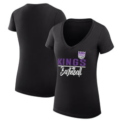 NBA - Sacramento Kings G-III 4Her by Carl Banks Women's Super-Slim Fit Lightweight Team Sport V-Neck T-Shirt - Black