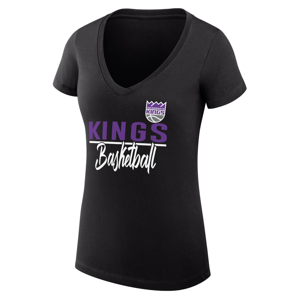 NBA - Sacramento Kings G-III 4Her by Carl Banks Women's Super-Slim Fit Lightweight Team Sport V-Neck T-Shirt - Black