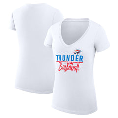 NBA - Oklahoma City Thunder G-III 4Her by Carl Banks Women's Super-Slim Fit Lightweight Team Sport V-Neck T-Shirt - White