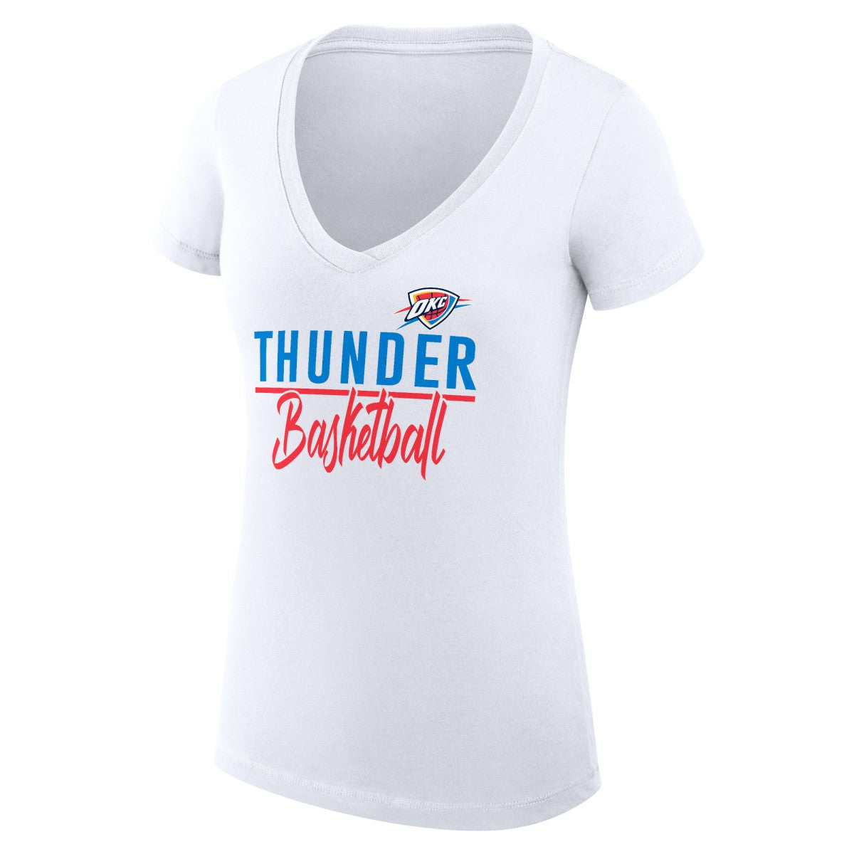 NBA - Oklahoma City Thunder G-III 4Her by Carl Banks Women's Super-Slim Fit Lightweight Team Sport V-Neck T-Shirt - White