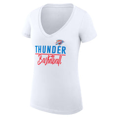 NBA - Oklahoma City Thunder G-III 4Her by Carl Banks Women's Super-Slim Fit Lightweight Team Sport V-Neck T-Shirt - White
