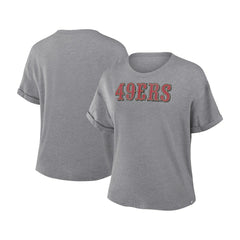 San Francisco 49ers Women's Swing Pass Tri-Blend Boxy T-Shirt Heather Gray - Fanatics